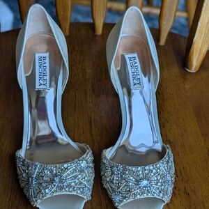 Badgley Mischka Women's Embellished Cream Heels